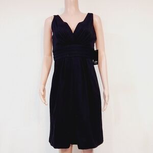 Jôn Jones Of NY NWT Black Wool Empire Plunge Faux Wrap Style Lbd Cocktail